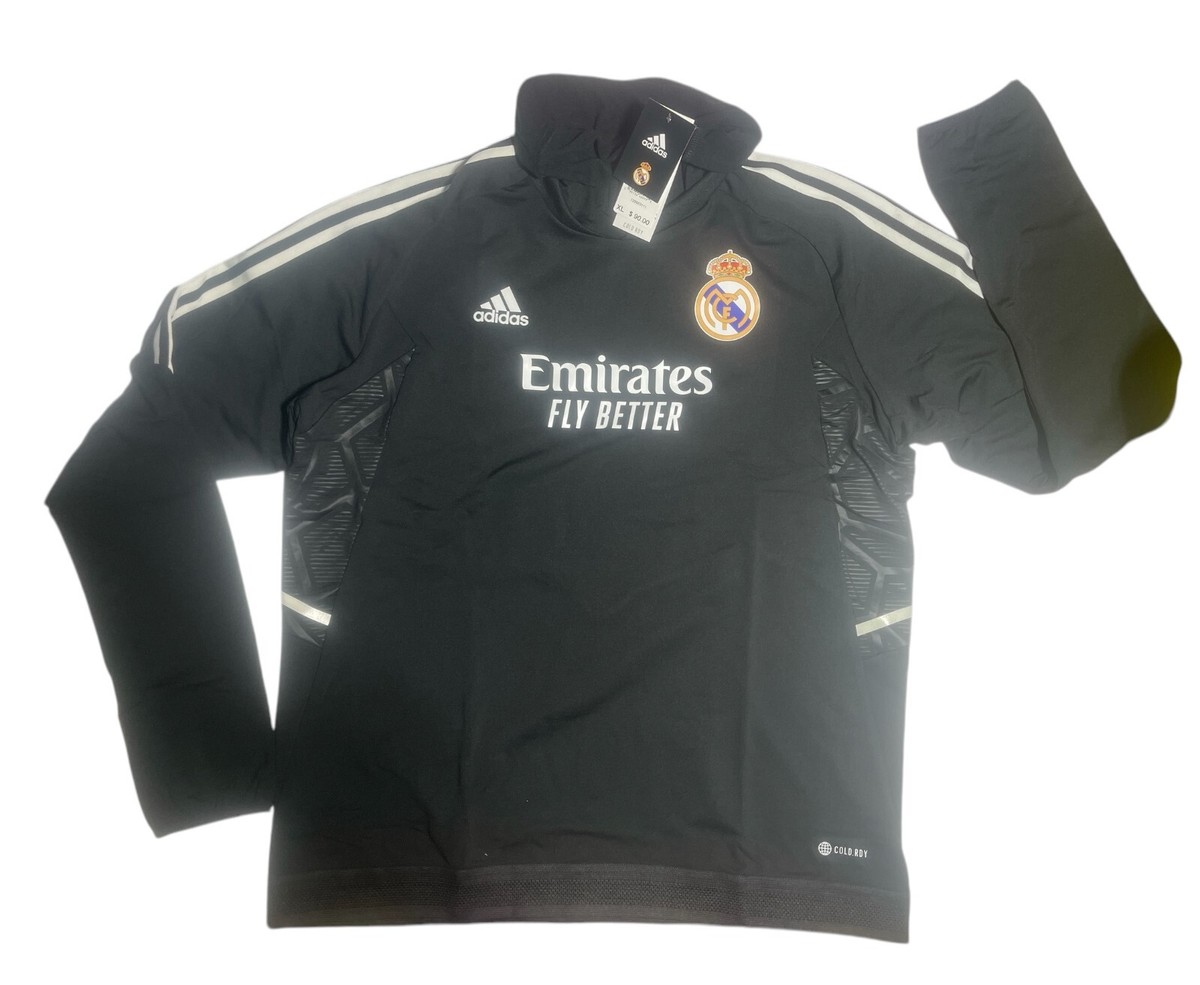 adidas Real Madrid XL 黒 サッカー ジャージ Adidas REAL MADRID Pro Warm Training Top Mens Soccer BLACK, SIZE