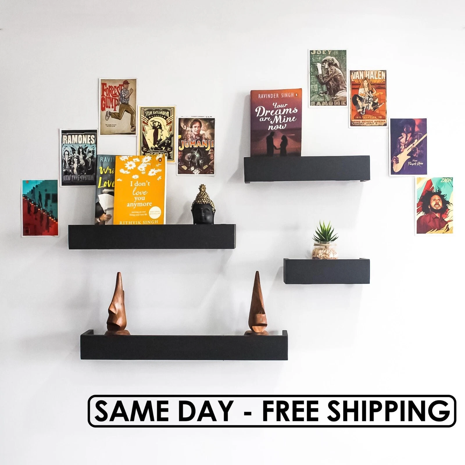 Modern Floating Wall Shelves – Premium Wood, Lifted Edges, Safe Handling