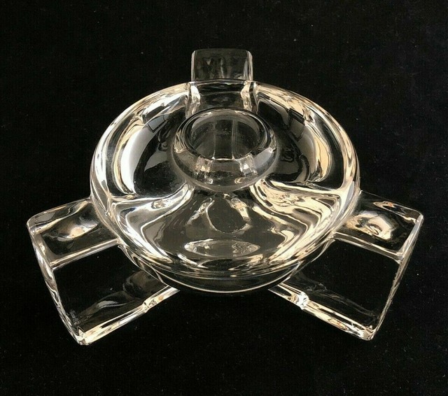 Vintage Crystal Glass Taper Candle Holder Heavy eBay