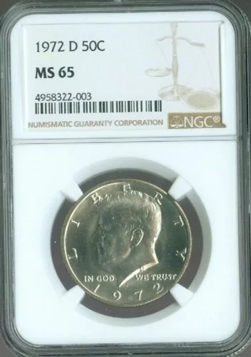 1972-D KENNEDY HALF DOLLAR NGC MS-65 QUALITY✔️