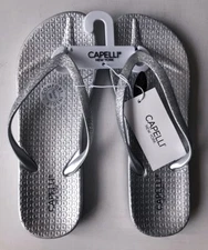 Capelli New York Sandals Flip Flops Silver Size 6 Women's Comfort Insole Flats