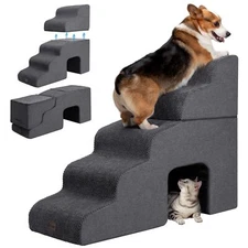 Foldable 5-Step Dog Stairs for High Beds Non-Slip Indoor Pet Steps