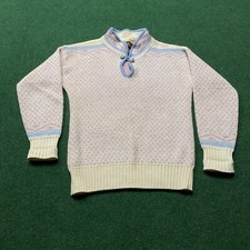 Vintage Eddie Bauer Sweater Unisex Small Beige Wool 1/4 Clasp Sweatshirt