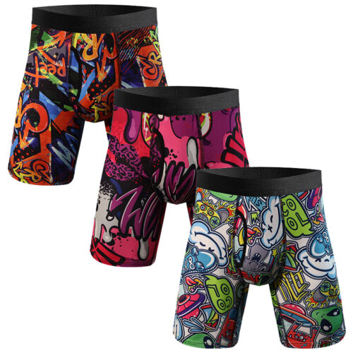 3er Pack Herren Boxershorts langes Bein Anti Scheuern Stretch schnelltrocknend Unterwäsche Shorts - Bild 11 von 24