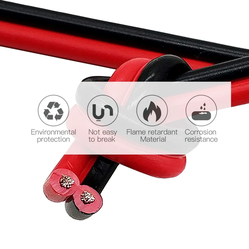 20 Gauge 2Pin Extension Wire 20AWG 2 Conductor Parallel Electric Cable Cord f... - Image 2 of 4