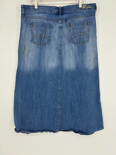 Gonna midi jeans donna Kut From The Kloth lavaggio medio blu denim linea A taglia 14 - Foto 7 di 15