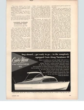 1958 PAPER AD 2 Sided Cruis Along 22' Vacationer Buccaneer Motorboat Boat