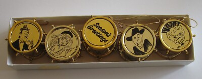 FORBIDDEN BROADWAY, Set Of 5 Holiday Drum Ornaments With Box, Broadway Themed
