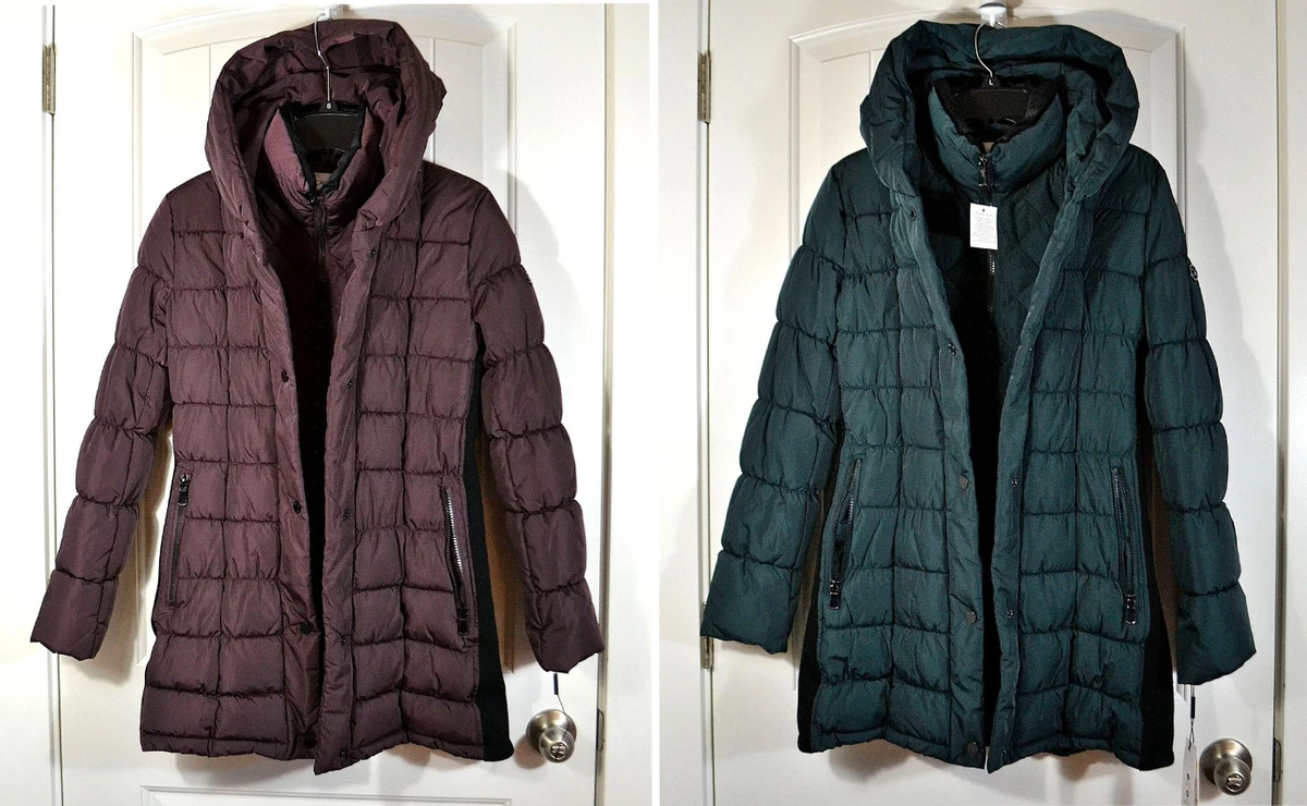 NWT WOMEN S CALVIN KLEIN EMERALD CHIANTI WALKER SIDE STRETCH PUFFER JACKET COAT