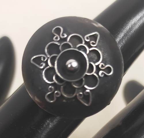 Vintage oxidiertes Silber russisches Parfüm Duft Flasche Anhänger Ring & Ohrringe - Bild 6 von 7