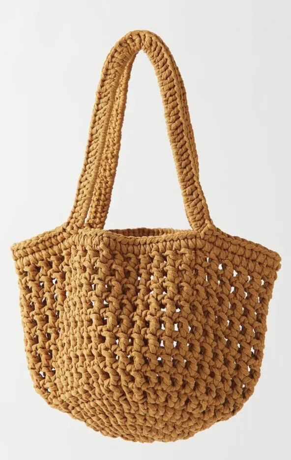 Binge Knitting Cape Circular Tote Bag Mango Brown NWOT $140