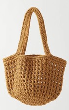 Binge Knitting Cape Circular Tote Bag Mango Brown NWOT $140