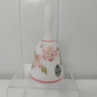 Fenton Frosted Glass Bell Hand Painted Signed Pink Flowers