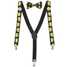 Zac's Alter Ego Men's Matching Beer Suspenders  Pre-Tied Bow Tie