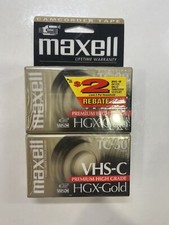 Maxell TC-30 VHS-C Premium High Grade HGX-Gold Camcorder Tapes 2 New