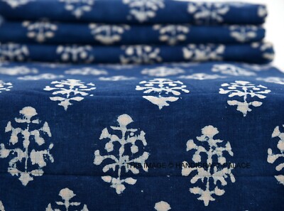 Jaipur Sanganeri Neu Hand Blockdruck Stoff Blumenmuster 100% Pure Baumwolle 2.7m