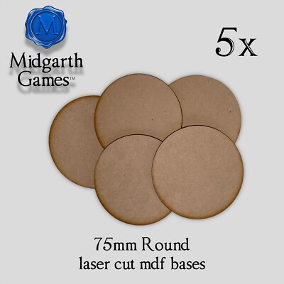 5x Round 75mm 3'' MDF Bases Miniature Warhammer AoS 40K FREE SHIPPING US SELLER