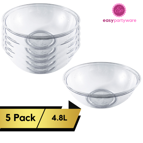 Disposable Round Clear Plastic Bowls Serving Bowl Snacks, Salad, BBQ - Reusable - Picture 5 of 5