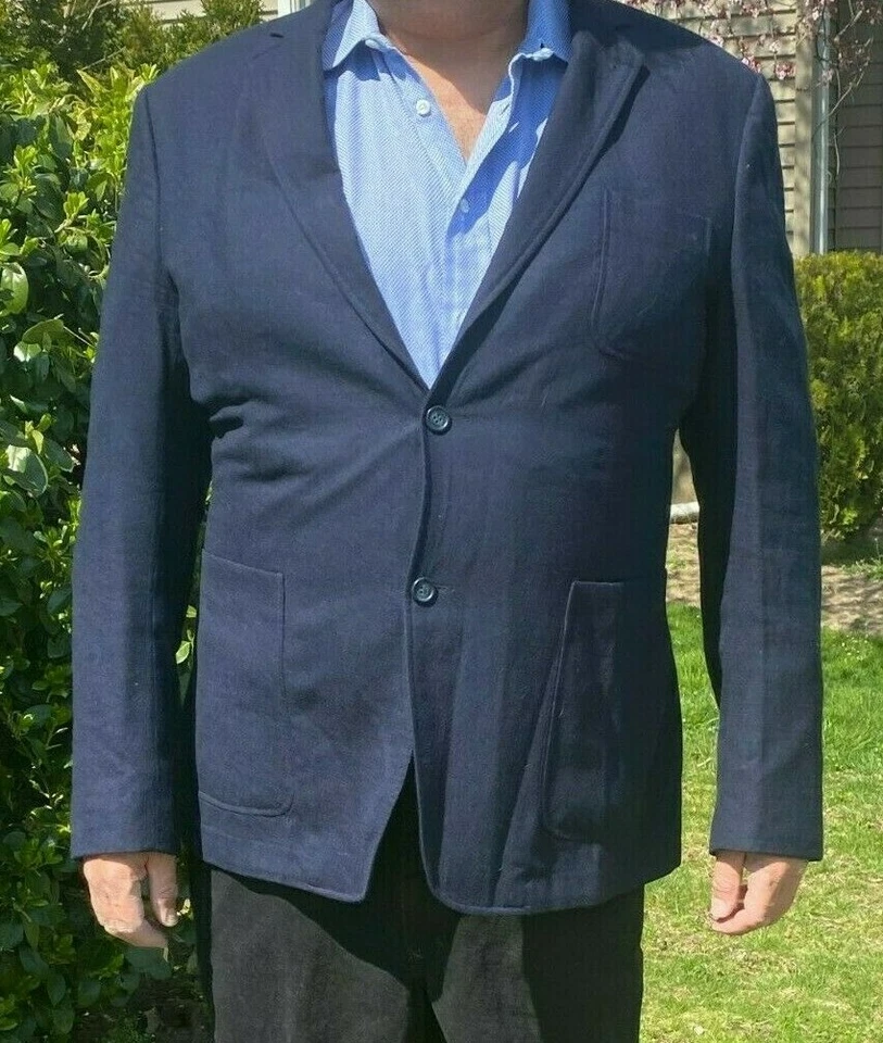 CHAQUETA BLAZER ABRIGO DEPORTIVO ZANETTI ELEMENTS-LAVORAZIONE SARTORIALI LANA AZUL MARINO 46L Foto 4 de 4