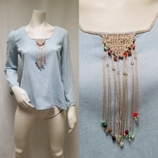 Vintage 1970's RAG O MUFFINS San Francisco Blue Tunic Top - Size M - EUC