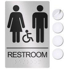 Unisex Bathroom Signs Restroom Sign For Business - For Unisex Men and Women -...