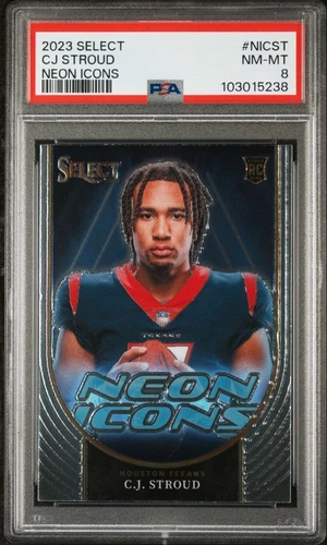 2023 PANINI SELECT NEON ICONS #NICST CJ STROUD ROOKIE RC PSA 8