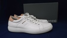 ECCO UK 11 1/2 EX WIDTH MENS GOLF CASUAL HYBRID WHITE LEATHER LACE UP SHOES BNWB