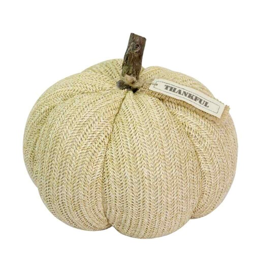 10" Cream Short Tabletop Fabric Pumpkin by Ashland®-Fall Decor for Home