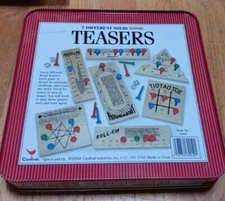 Teasers 7 Different Solid Wood Puzzles and Brain Teasers in Tin Metal Box 
