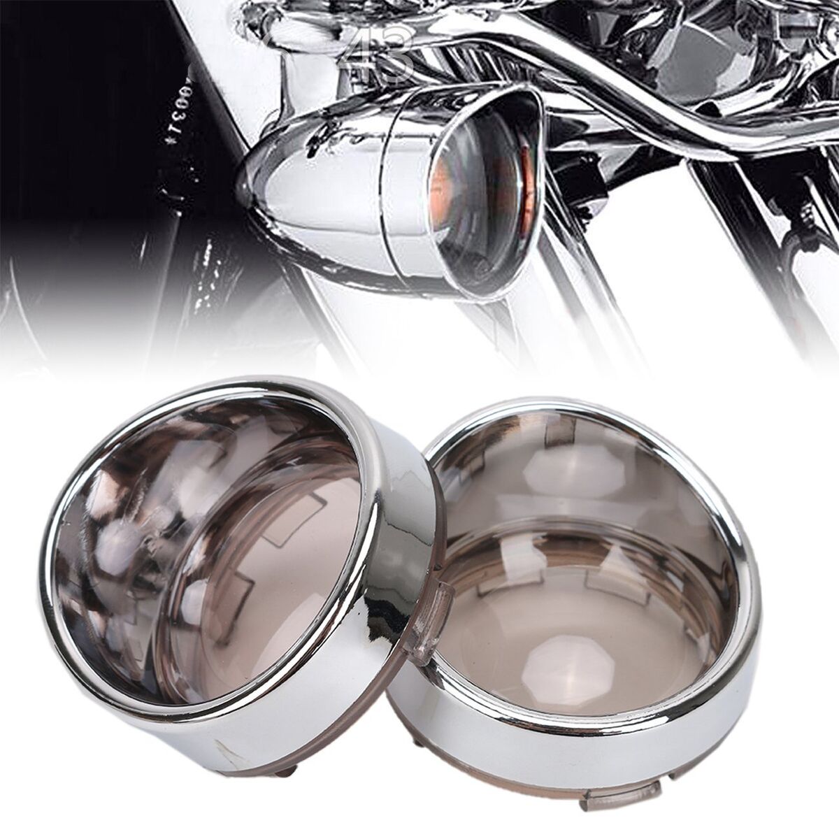 4x New Turn Signal Visor-Style Ring Kit Smoked Lens Cover 4x New Turn Signal Visor-Style Ring Kit Smoked Lens Cover