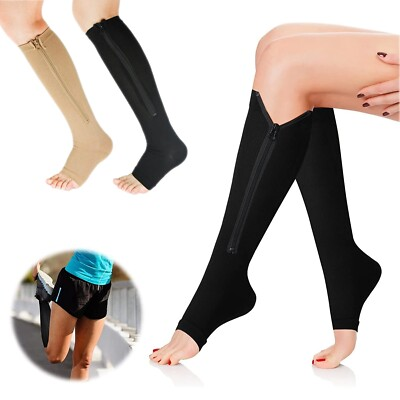 #ad Copper Zipper Compression Socks Closed Toe Pressure Infused Circulation Socks $14.49