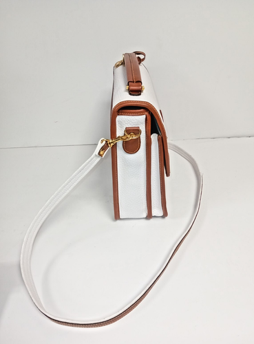 Vintage Dooney & Bourke Satchel, White & Tan Brown Leather with Purse. - Picture 3 of 10