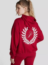 Victoria's Secret Pink Everyday Fleece Relaxed Full Zip Hoodie Red NWT- Small