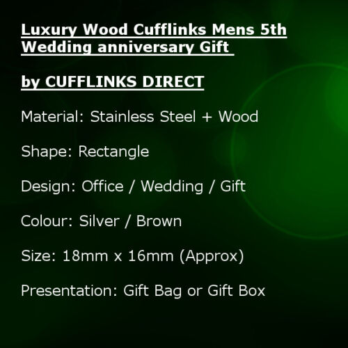 Luxus Holz Manschettenknöpfe Herren 5. Hochzeitstag Geschenk von CUFFLINKS DIRECT - Bild 7 von 8