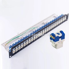 Toolless Patch Panel With 24 Plugs CAT6 RJ45 Keystone Jack Module Socket New