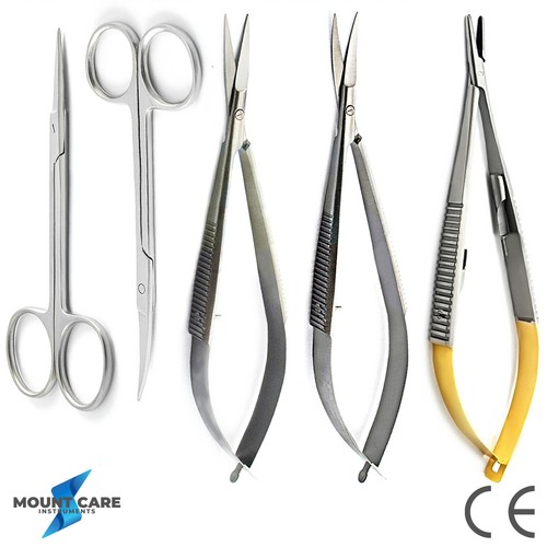 X5 Rodent Micro Surgical Tissue Noyes Scissors Iris Castroviejo Needle Holder TC - Bild 1 von 6