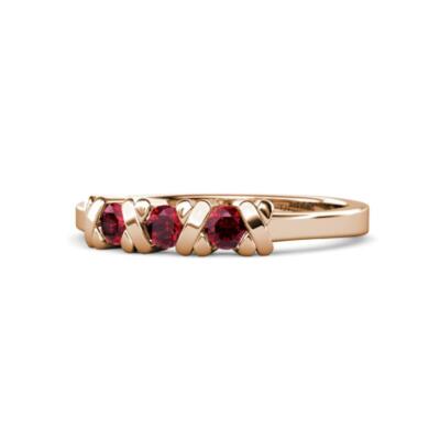 Ruby XOXO Hugs and Kisses Three Stone Ring 0.32 ctw in 14K Gold JP:102029