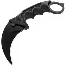 ASR Tactical Matte Black Curved Hawkbill Full Tang Fixed Blade Knife with Sheath