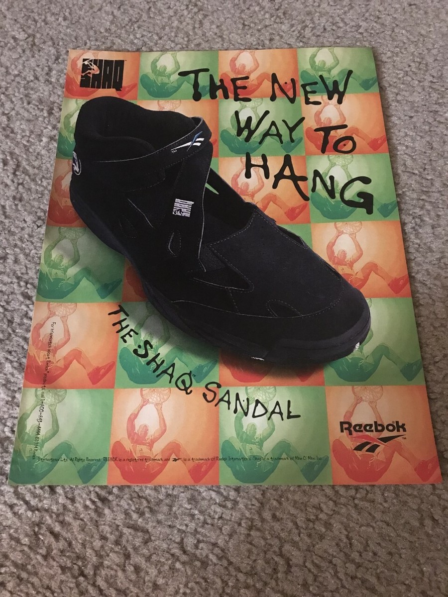 Vintage 1994 REEBOK SHAQ SANDALS Poster Print Ad SHAQUILLE O'NEAL