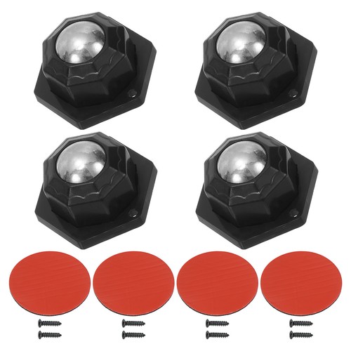 4 Set Self Adhesive Caster Wheels 3/4 Inch with Ball Bearing, Black