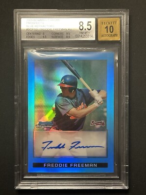 2009 Bowman Chrome Freddie Freeman Blue Refractor Auto /150 BGS 8.5/10