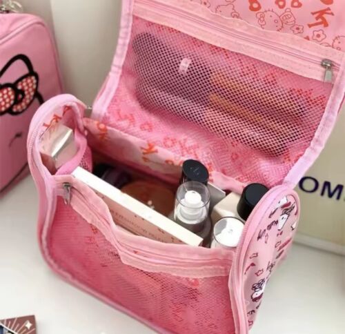 Hello Kitty Cosmetic Bag Hello Kitty Make Up Bag Cute Travel Storage Beach Case - Picture 2 of 5