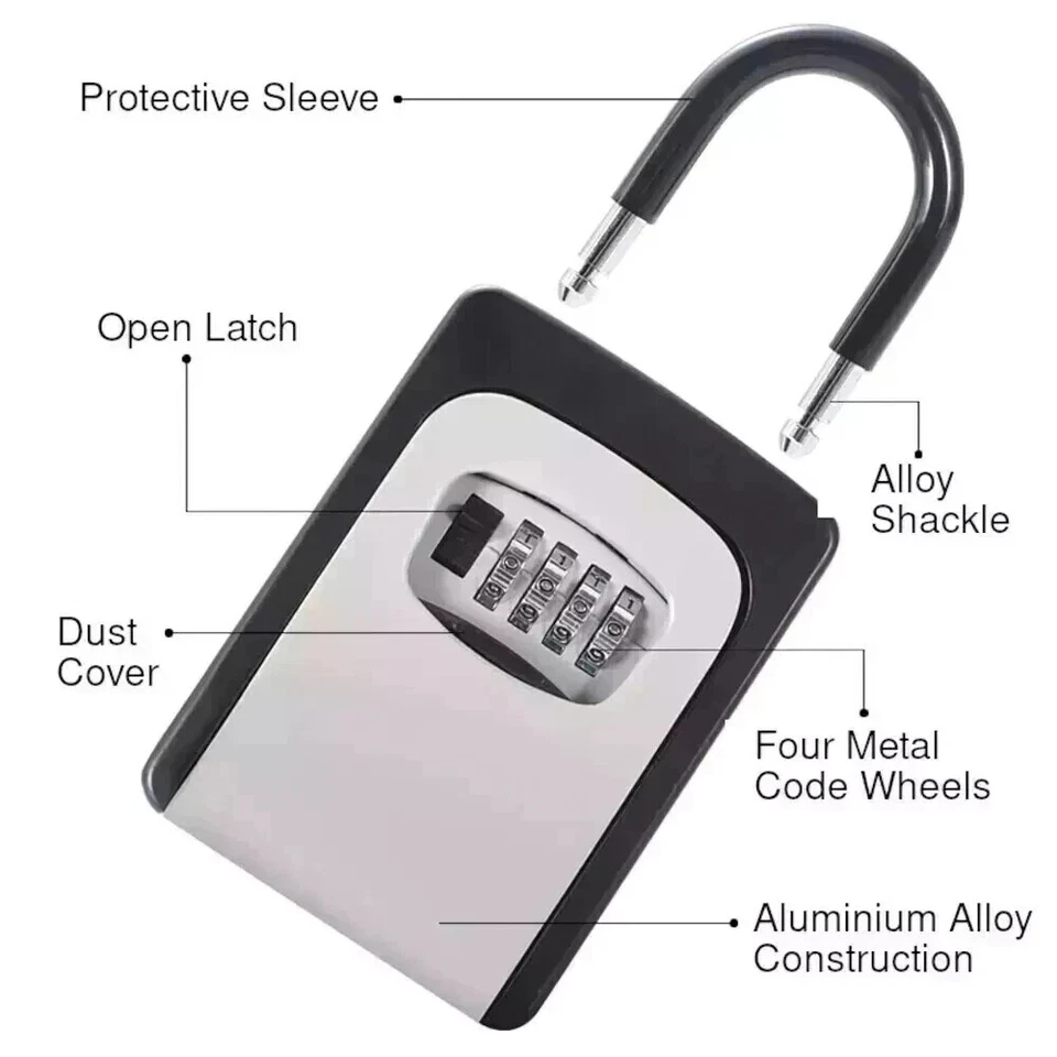 Key Lock Box for Outside-Combination Lockbox for House Key-Portable/Wall Mounted - Image 3 of 4