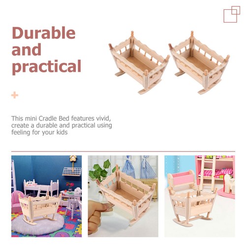 2 Pcs Mini Furniture Model Baby Miniature Cradle Simulated Doll House - 第 4/12 張圖片