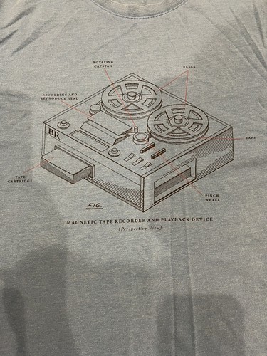 BANANA REPUBLIC Men’s Tape Recorder Crew Neck T-Shirt XL X-Large Blue - Picture 4 of 7