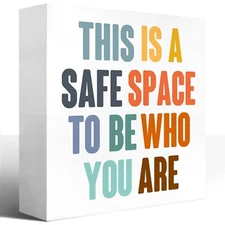 Boho Classroom Decor,This Is Safe Space to Be Who You Are Wood Box Sign,Menta...