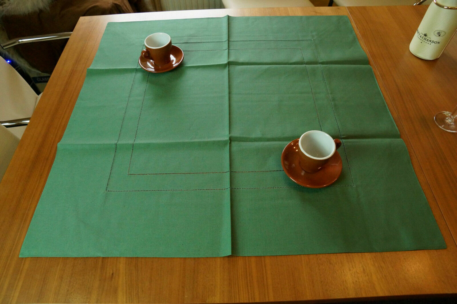 Halbleinen Tischdecke Grün 85x85 Gastronomie Home Deko Tischwäsche neu OVP 33