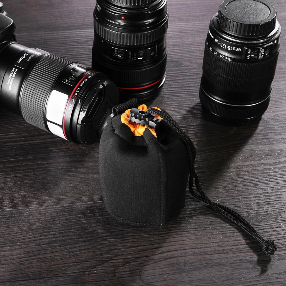 (2PC)Neoprene Soft DSLR Camera Lens Pouch Bag Storage Cover Case S M L XL US (2PC)Neoprene Soft DSLR Camera Lens Pouch Bag Storage Cover Case S M L XL US