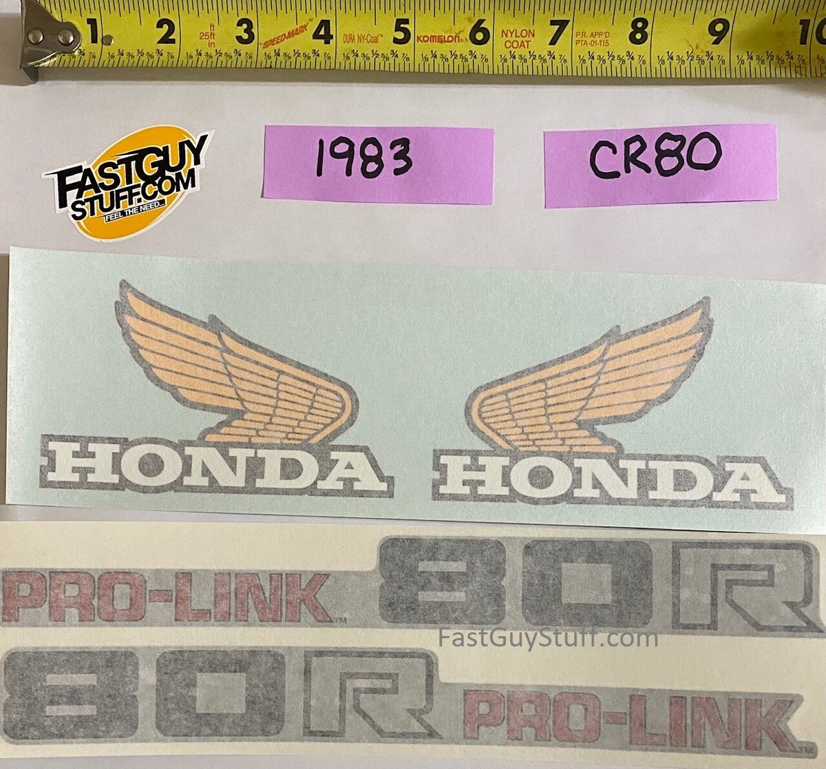 LICENSED HONDA VINTAGE 1983 CR80R tank wing swingarm decal