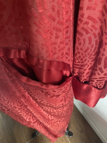 Vintage Smoking Jacket, Robe Dressing Gown Red Unisex Missing Belt Heavy Pockets - Picture 2 of 9